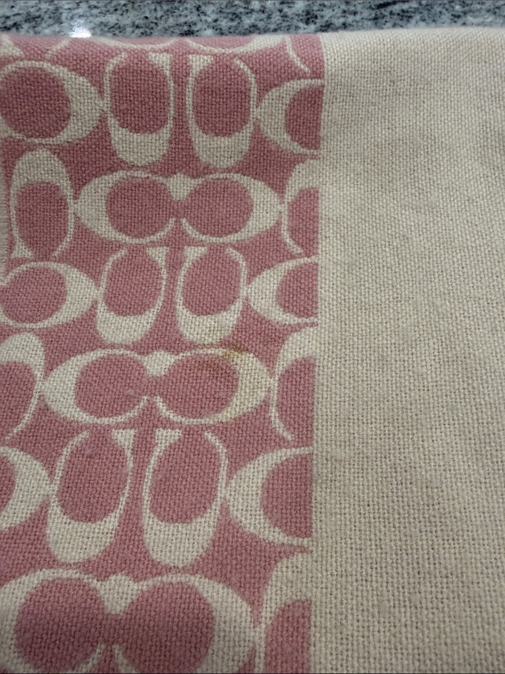 Coach Pink & Cream Signature Fringe Scarf - Picture 6 of 6